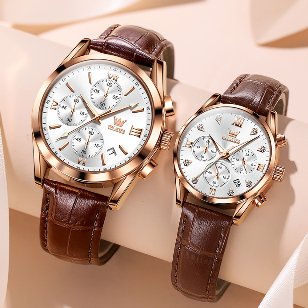 OLEVS Couple Watch for Men Wom - đánh giá và giá Leather Watch Band Men