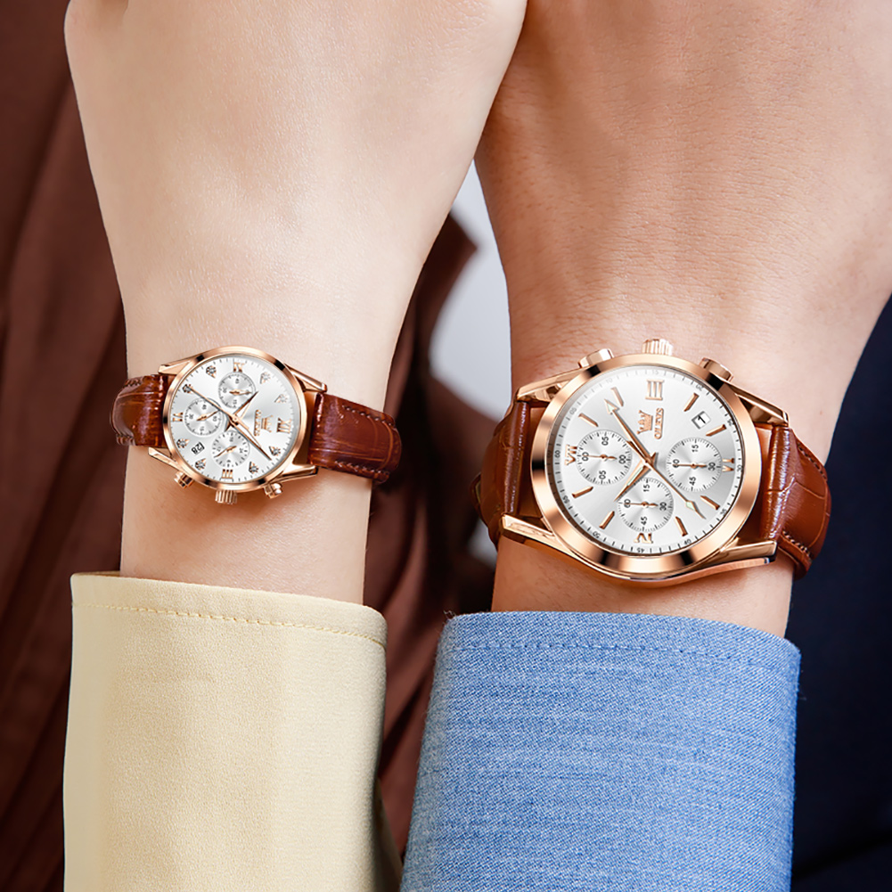 OLEVS Couple Watch for Men Wom - đánh giá và giá Leather Watch Band Men