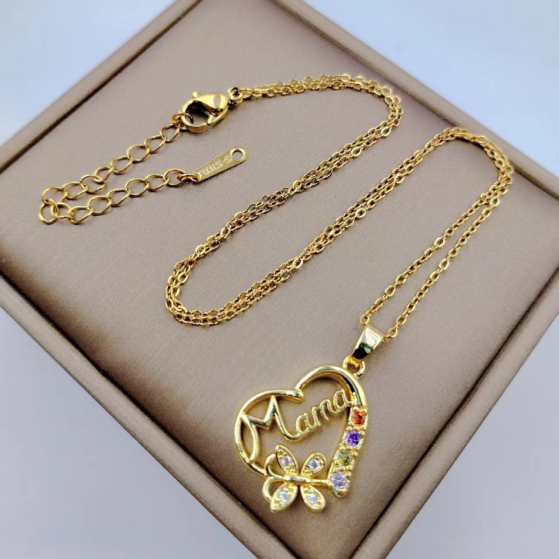 Multi-color Crystal Heart Mama - đánh giá và giá Butterfly Clasp Deployant