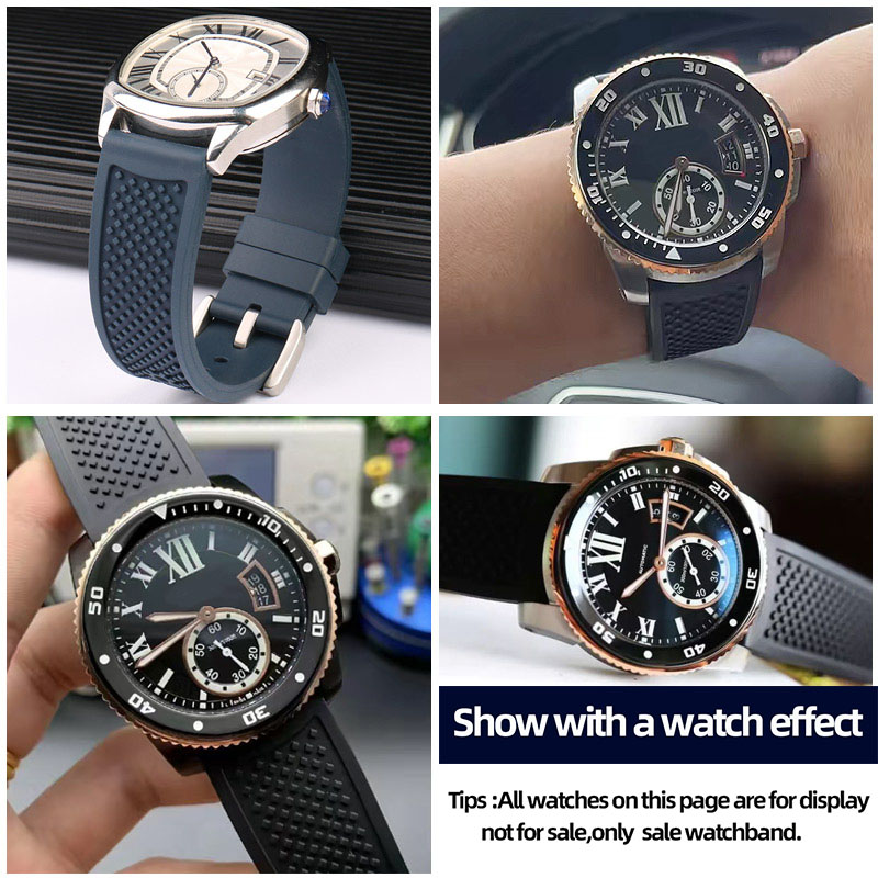 Fluororubber Watch Strap 23mm  - đánh giá và giá Cartier Watch Tank